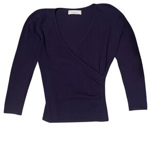 Shirin 100% Cashmere Purple Faux Wrap Pullover Sweater‎ Size S Cozy Fall